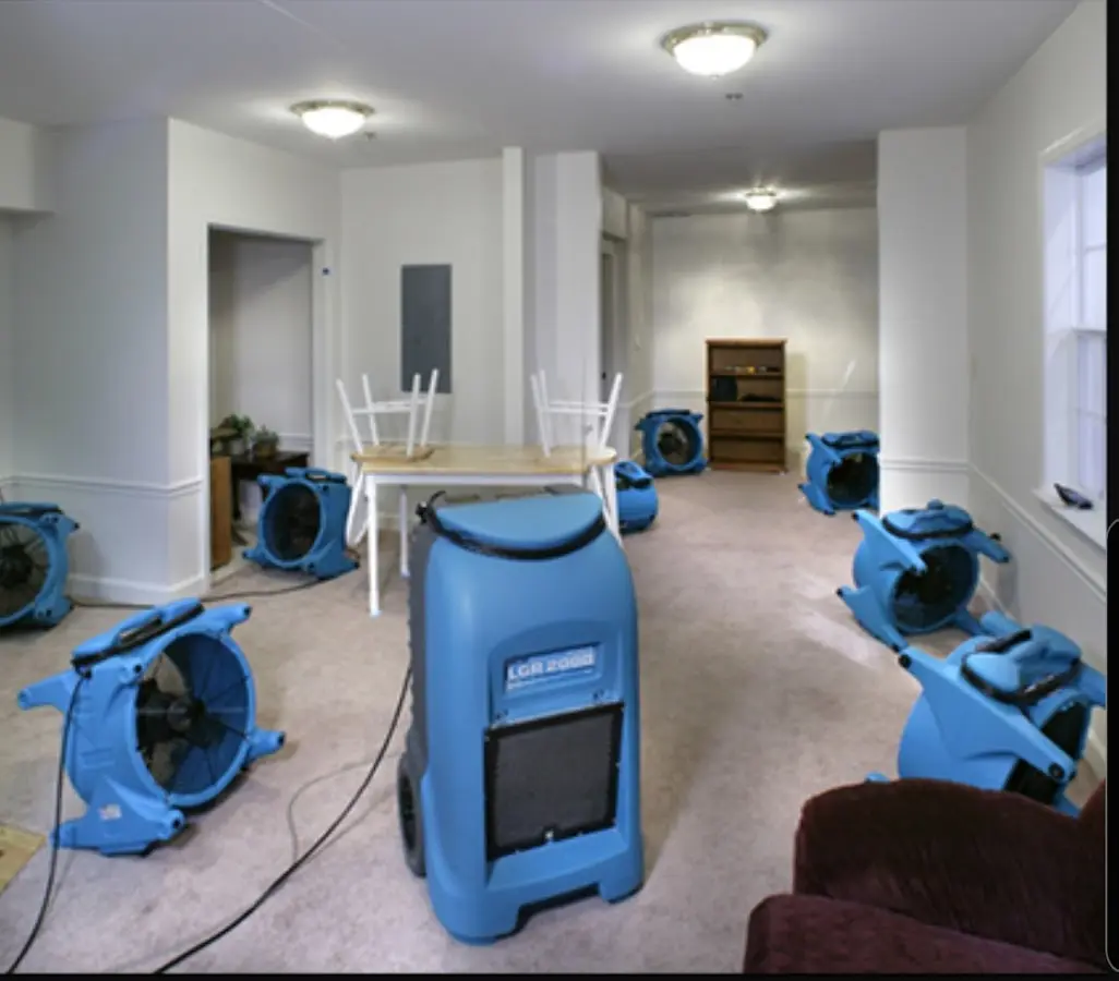 Air movers and dehumidifier setup for Water Extraction & Removal in Broomfield